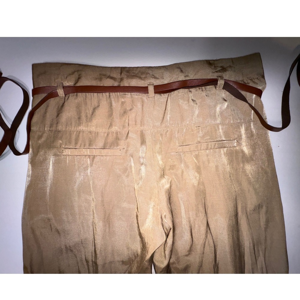 Alythea Women's M Beige Pleated  Belted‎ Pants - Picture 7 of 9